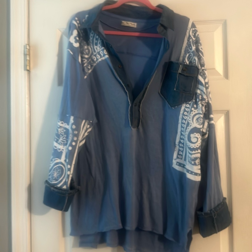 Blue Paisley Women's Top